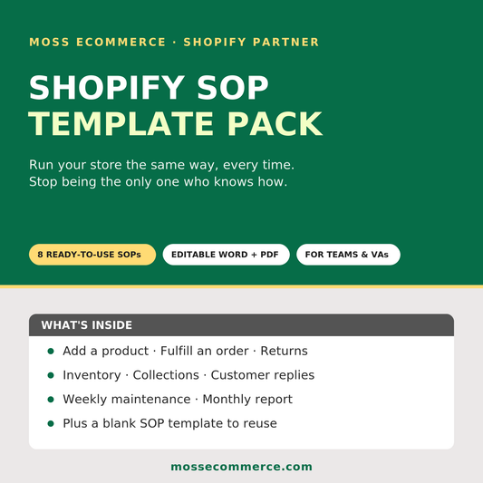 Shopify SOP Template Pack by Moss Ecommerce Management